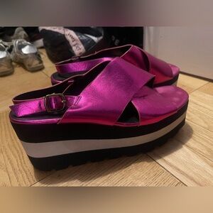 Metallic Pink Platform Sandals